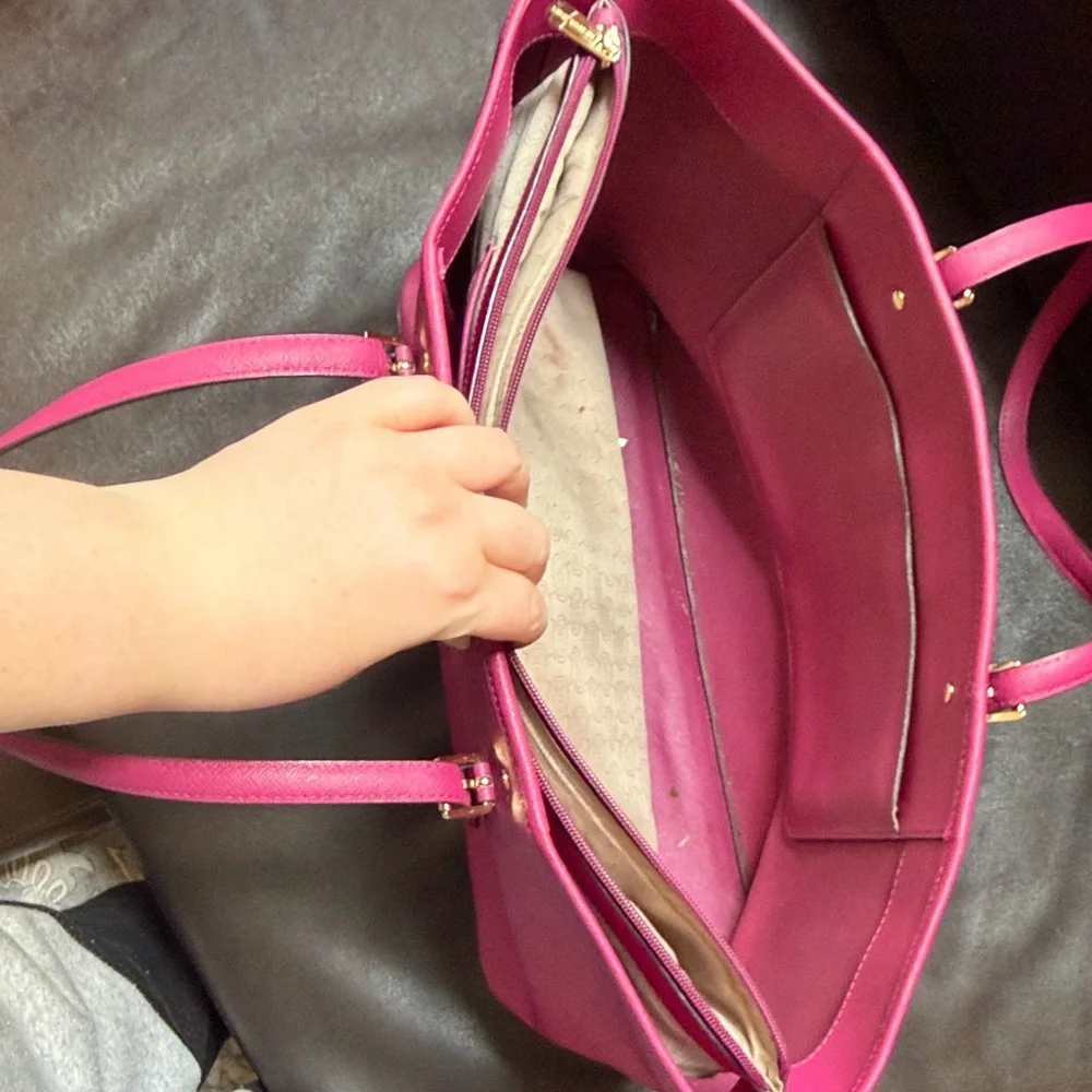 Michael Kors Hot Pink Saffiano Leather Tote - Picture 4 of 4
